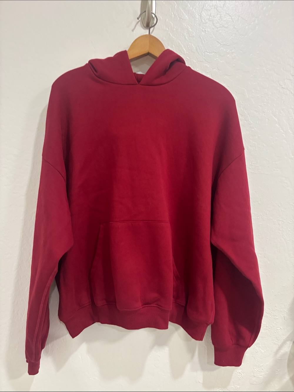 SKIMS Cotton Fleece Classic Pullover Hoodie Color: Brick